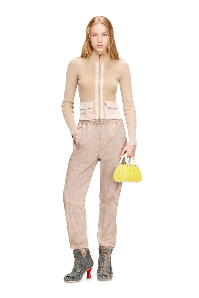 m-melissa Zip-up cardigan with denim cargo pockets m-melissa Zip-up cardigan with denim cargo pockets