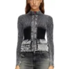 m-melissa Zip-up cardigan with denim cargo pockets m-melissa Zip-up cardigan with denim cargo pockets