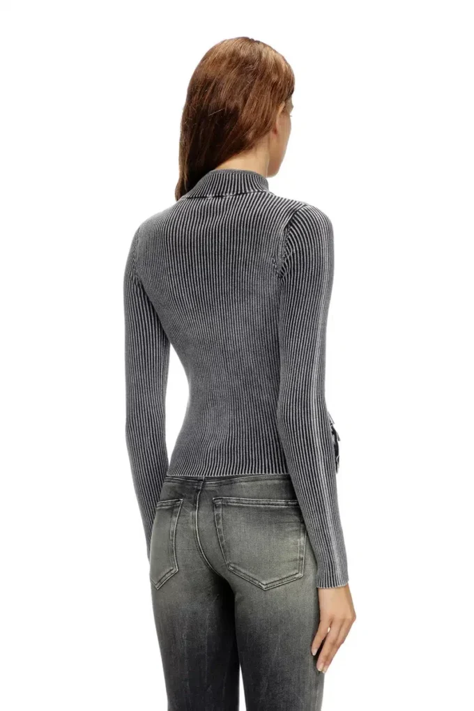 m-melissa Zip-up cardigan with denim cargo pockets m-melissa Zip-up cardigan with denim cargo pockets