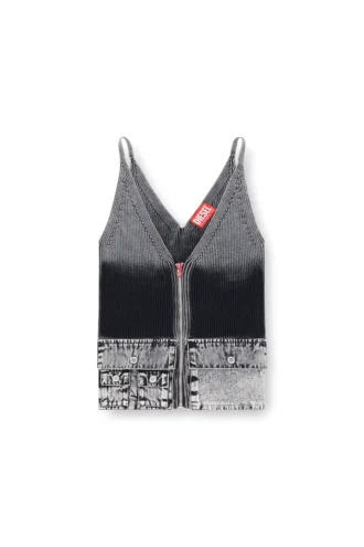 m-melly Knit tank top with denim cargo pockets m-melly Knit tank top with denim cargo pockets