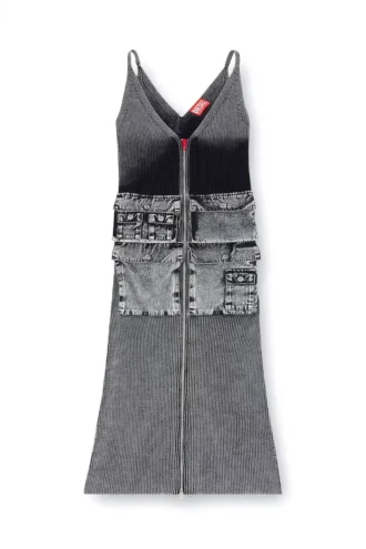 m-melti Knit midi dress with contrast pockets