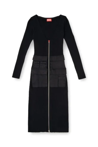 m-melti-ls Ribbed midi dress with cargo pockets m-melti-ls Ribbed midi dress with cargo pockets