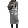 m-meryn Knit midi skirt with denim cargo pockets m-meryn Knit midi skirt with denim cargo pockets