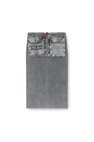 m-meryn Knit midi skirt with denim cargo pockets m-meryn Knit midi skirt with denim cargo pockets