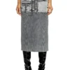 m-meryn Knit midi skirt with denim cargo pockets m-meryn Knit midi skirt with denim cargo pockets