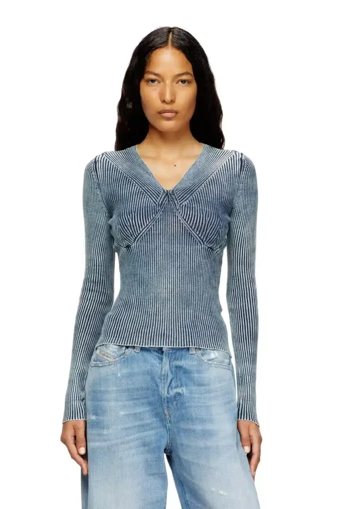 m-milmo Denim-yarn jumper with shiny effect m-milmo Denim-yarn jumper with shiny effect