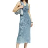 m-milong Denim-yarn midi dress with shiny effect m-milong Denim-yarn midi dress with shiny effect