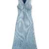 m-milong Denim-yarn midi dress with shiny effect m-milong Denim-yarn midi dress with shiny effect