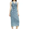m-milong Denim-yarn midi dress with shiny effect m-milong Denim-yarn midi dress with shiny effect