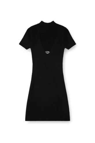 m-olympe Cut-out short dress in ribbed wool knit