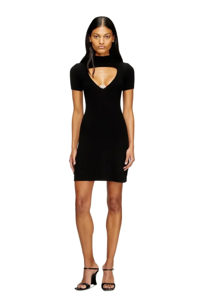 m-olympe Cut-out short dress in ribbed wool knit m-olympe Cut-out short dress in ribbed wool knit