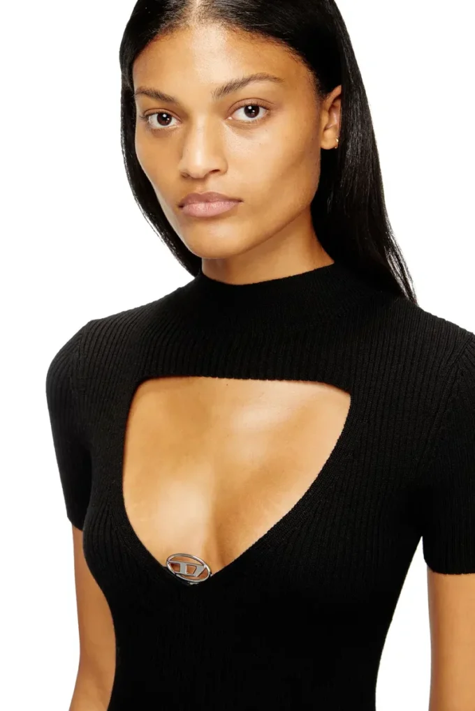 m-olympe Cut-out short dress in ribbed wool knit m-olympe Cut-out short dress in ribbed wool knit