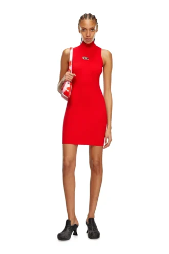 m-onervax Short turtleneck dress in ribbed knit