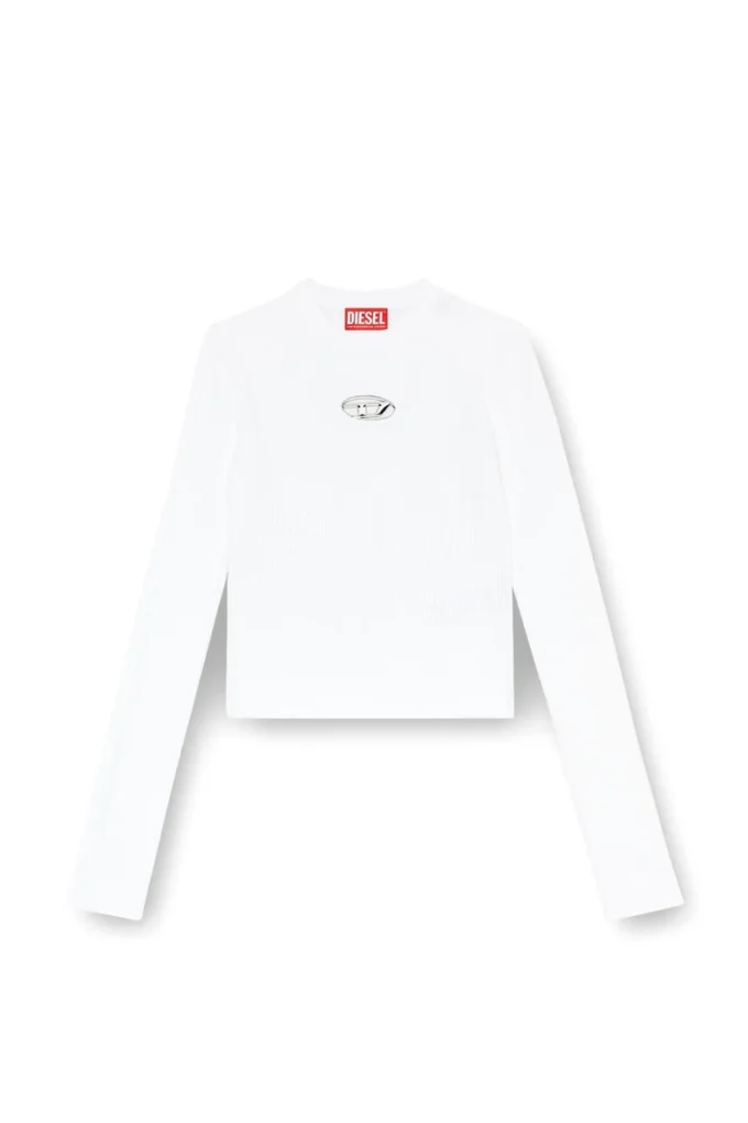 m-valari Rib-knit viscose-blend top with Oval D