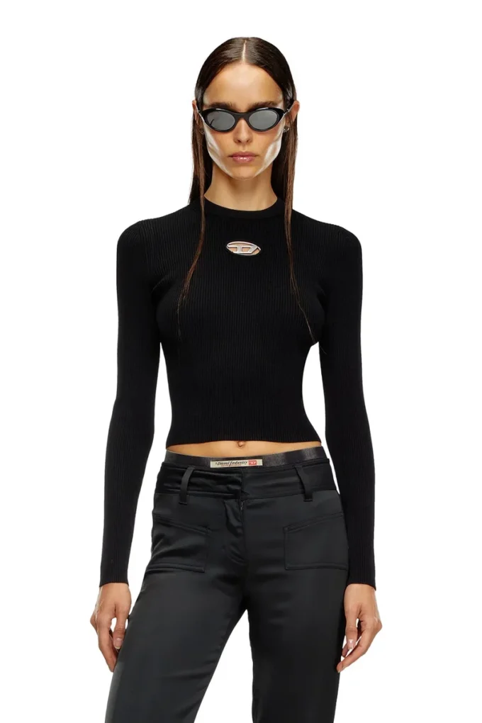 m-valari Rib-knit viscose-blend top with Oval D