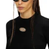 m-valari Rib-knit viscose-blend top with Oval D
