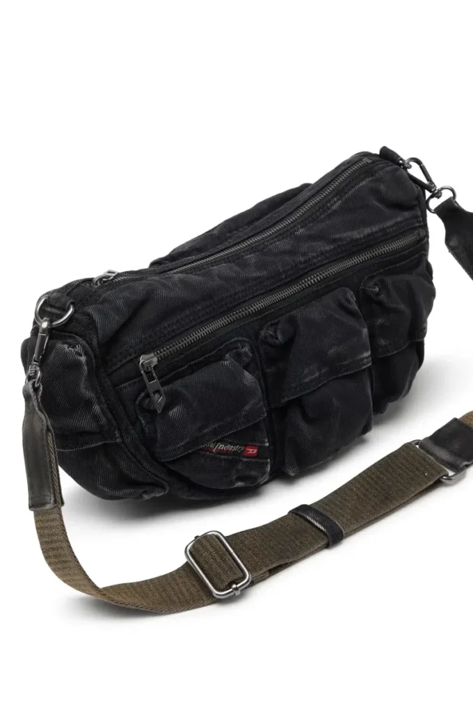 multi-pkts shoulder bag x Multi-Pkts-Multipocket bag in washed denim multi-pkts shoulder bag x Multi-Pkts-Multipocket bag in washed denim