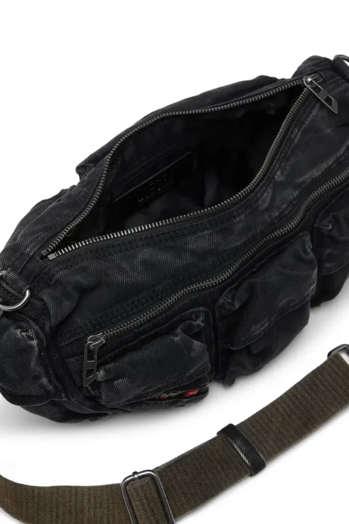 multi-pkts shoulder bag x Multi-Pkts-Multipocket bag in washed denim multi-pkts shoulder bag x Multi-Pkts-Multipocket bag in washed denim