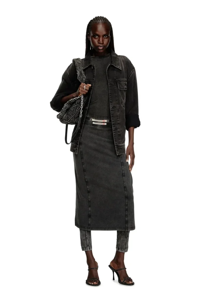 o-allegra Midi skirt with denim effect o-allegra Midi skirt with denim effect