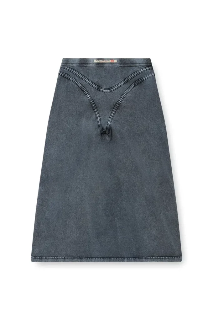 o-alline Midi skirt in denim-look jersey o-alline Midi skirt in denim-look jersey