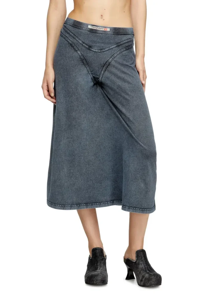o-alline Midi skirt in denim-look jersey o-alline Midi skirt in denim-look jersey