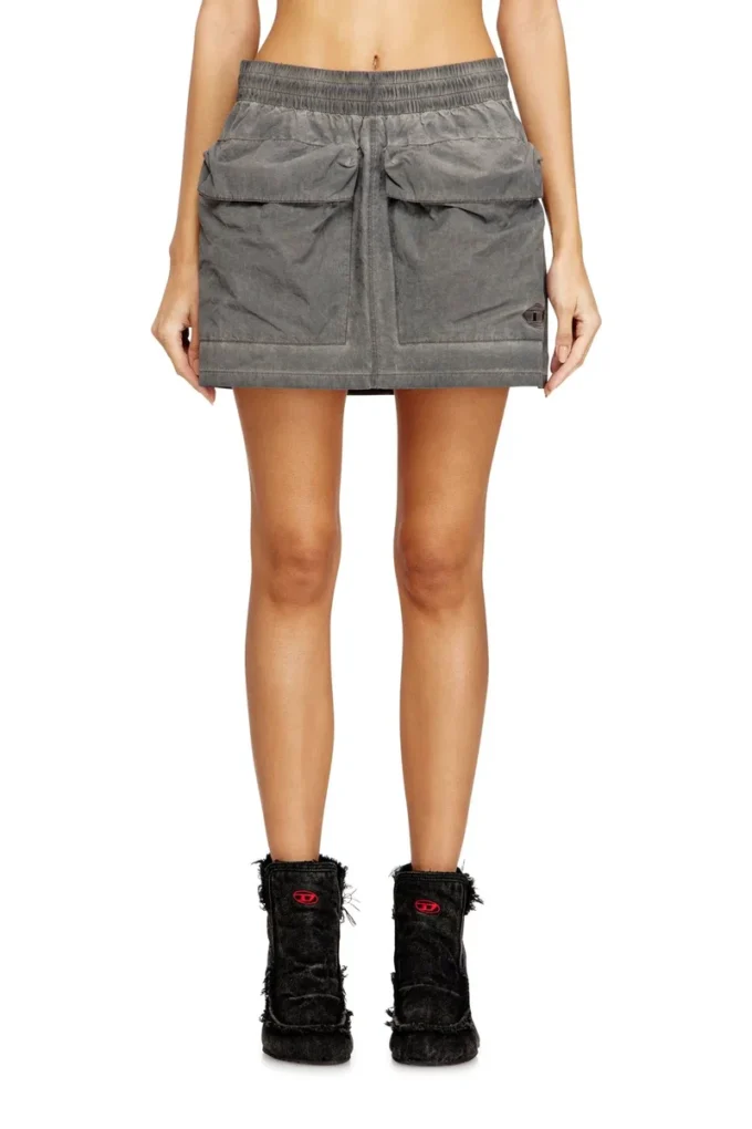 o-cean-s1 Nylon mini skirt with maxi pouch pockets o-cean-s1 Nylon mini skirt with maxi pouch pockets