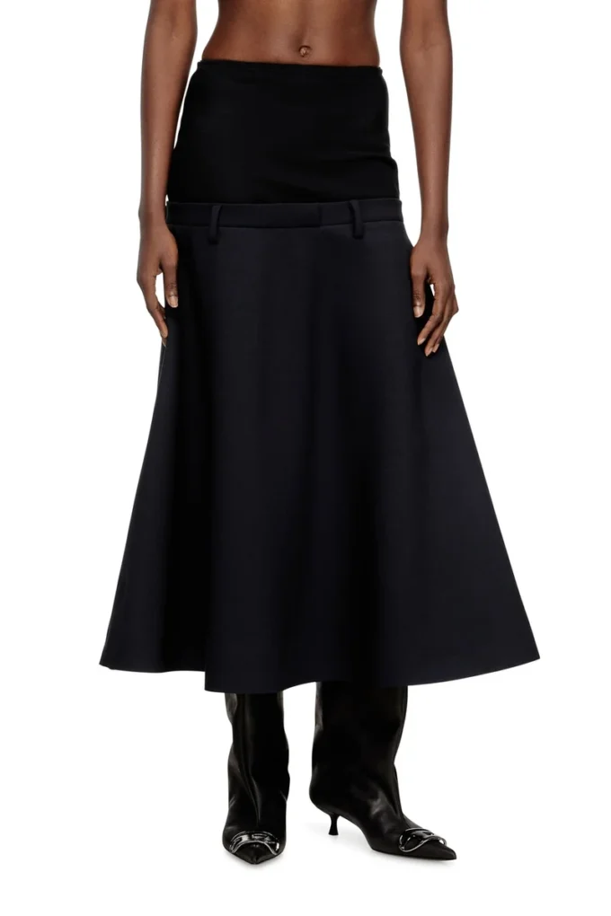 o-grace-bond Drop-waist skirt in neoprene-bonded fabric o-grace-bond Drop-waist skirt in neoprene-bonded fabric