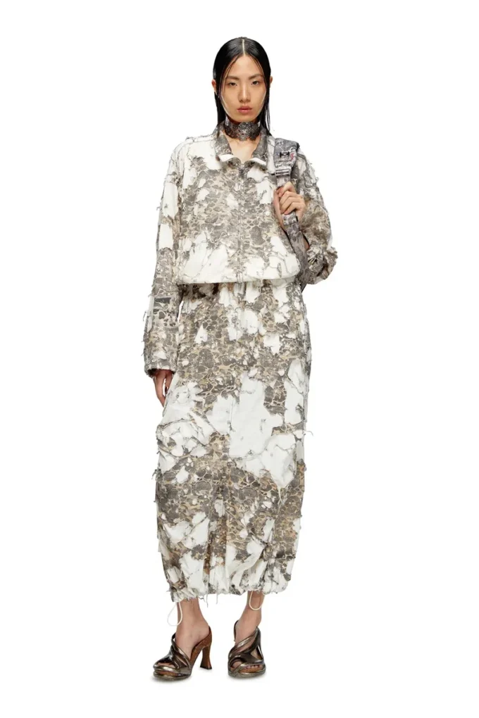 o-hockys Long skirt with destroyed camo layer o-hockys Long skirt with destroyed camo layer