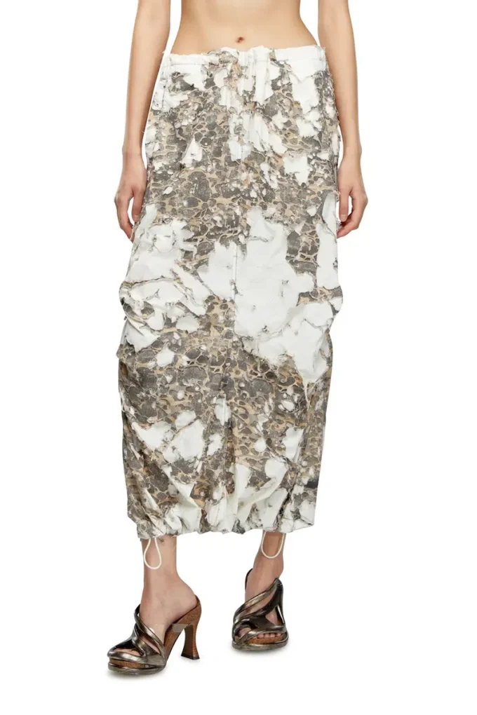 o-hockys Long skirt with destroyed camo layer o-hockys Long skirt with destroyed camo layer