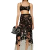 o-leena Long devoré skirt in tulle and jersey o-leena Long devoré skirt in tulle and jersey
