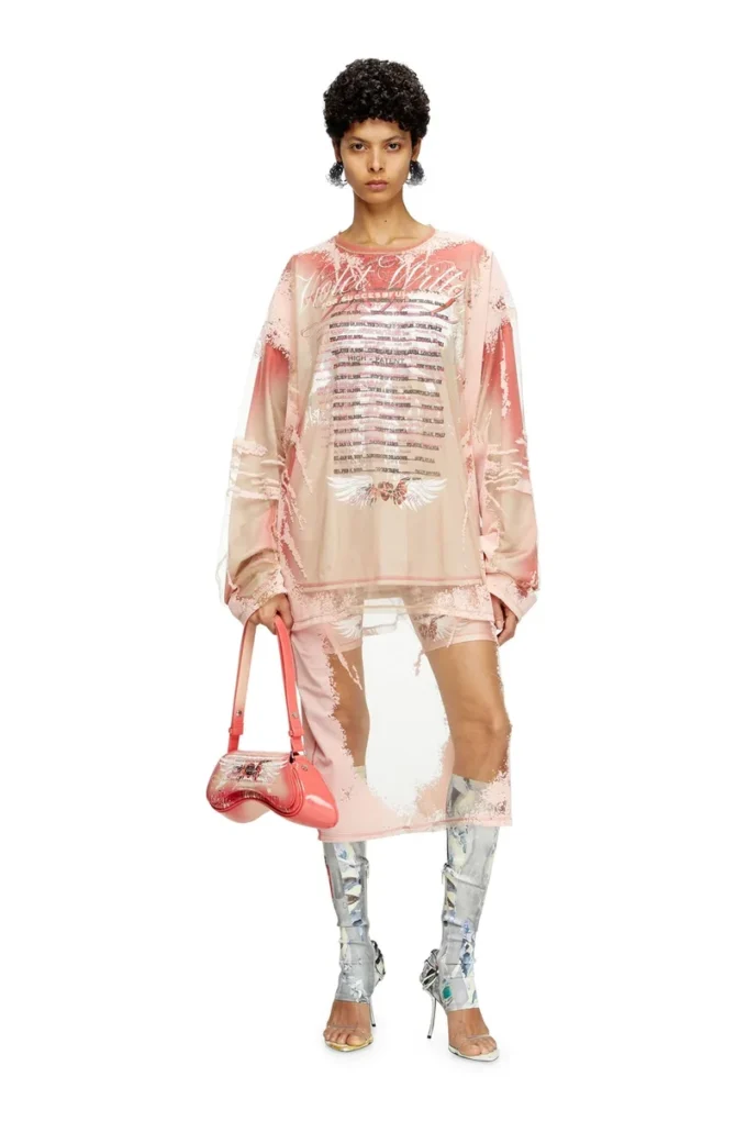 o-lyac Layered midi skirt with lyrics print o-lyac Layered midi skirt with lyrics print