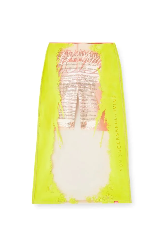 o-lyac Layered midi skirt with lyrics print o-lyac Layered midi skirt with lyrics print