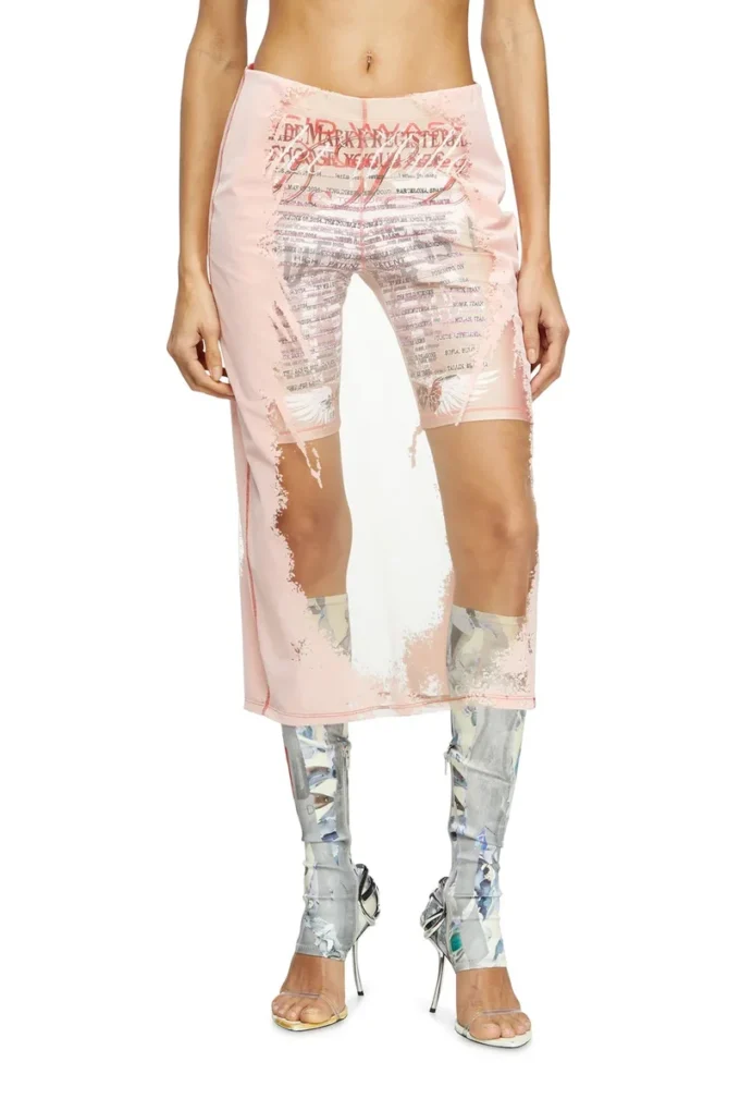 o-lyac Layered midi skirt with lyrics print o-lyac Layered midi skirt with lyrics print