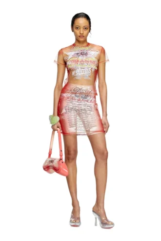 o-lympiac Layered skirt with lyrics print