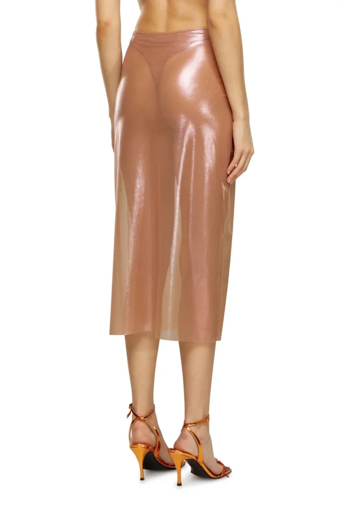 o-moni Sheer midi skirt in shiny coated tulle o-moni Sheer midi skirt in shiny coated tulle