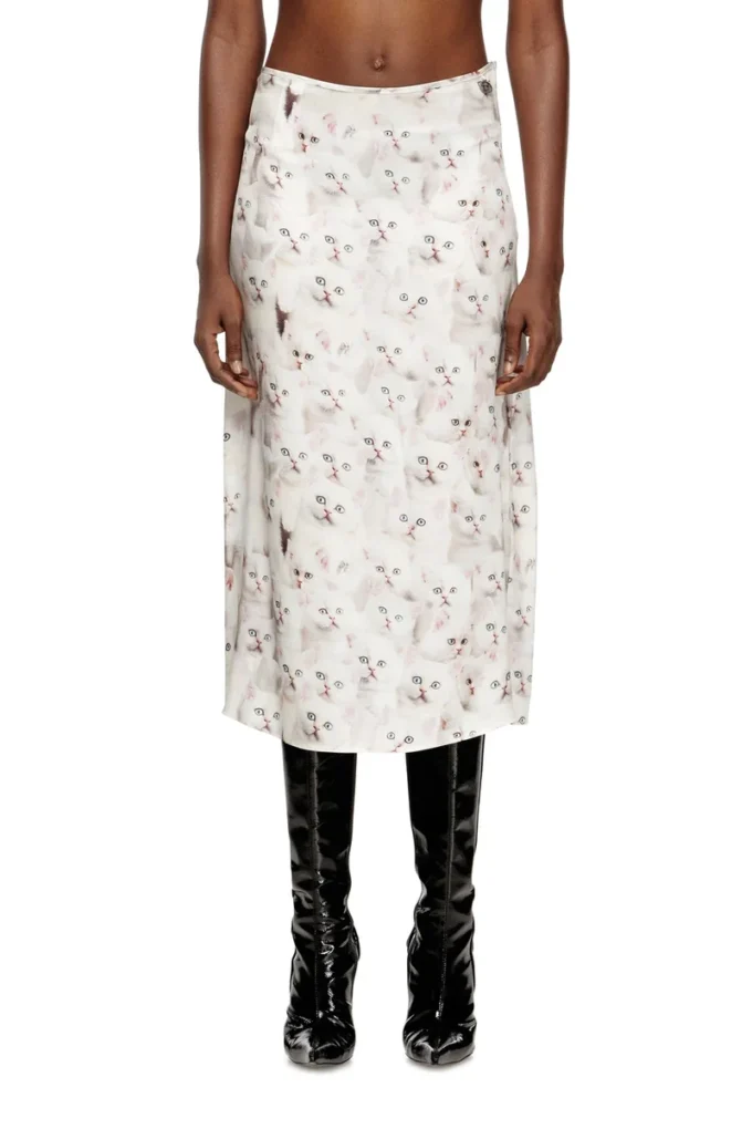 o-rchid-r1 Midi skirt in viscose with all-over print o-rchid-r1 Midi skirt in viscose with all-over print