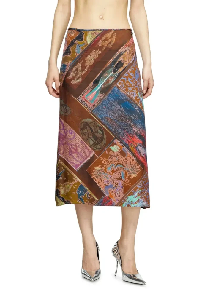 o-rchid Viscose midi skirt with Heraldic print o-rchid Viscose midi skirt with Heraldic print