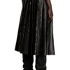 o-saka Distressed pleated midi skirt o-saka Distressed pleated midi skirt