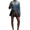 o-saka-mini Short pleated skirt with distressed effect o-saka-mini Short pleated skirt with distressed effect