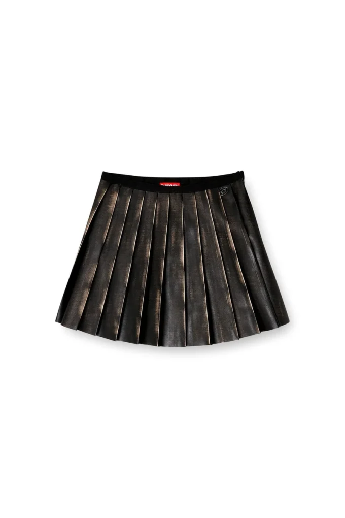 o-saka-mini Short pleated skirt with distressed effect o-saka-mini Short pleated skirt with distressed effect