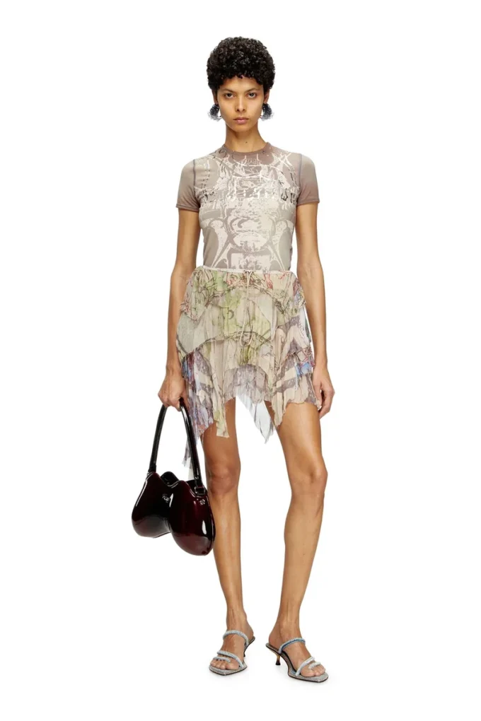 o-silla Crinkled skirt mixed medieval print o-silla Crinkled skirt mixed medieval print
