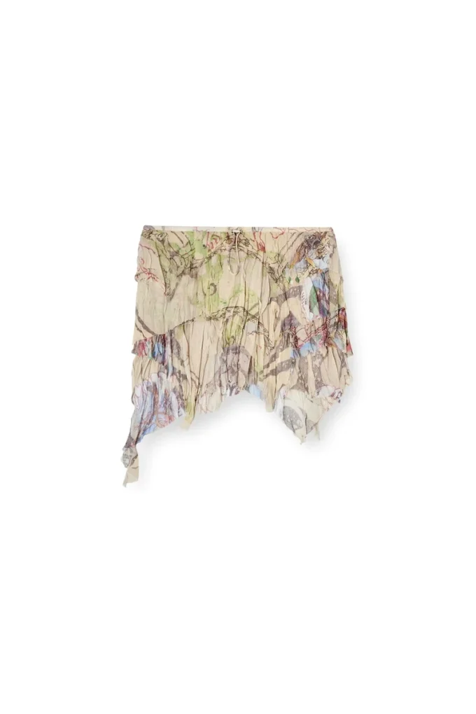 o-silla Crinkled skirt mixed medieval print o-silla Crinkled skirt mixed medieval print