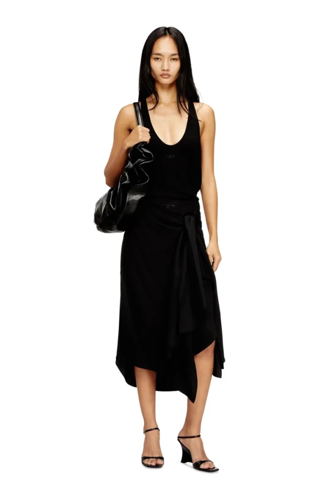o-tali Skirt in fluid cupro with front knot o-tali Skirt in fluid cupro with front knot