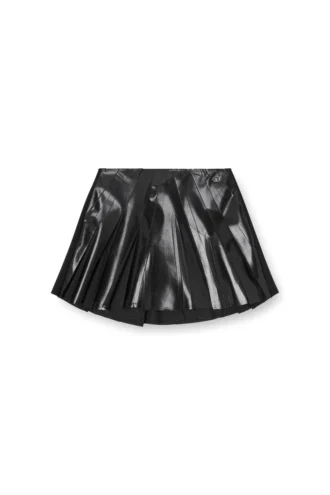 o-zirc-s1 Short pleated skirt in coated suiting