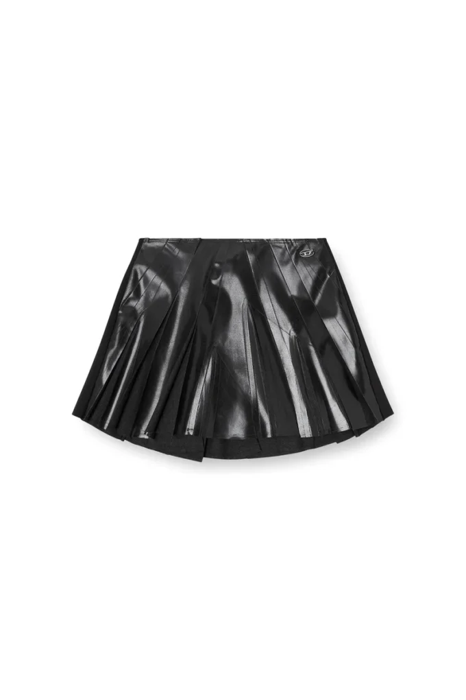o-zirc-s1 Short pleated skirt in coated suiting o-zirc-s1 Short pleated skirt in coated suiting