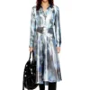 o-zulie-s2 Metallic midi skirt with blurred rose print o-zulie-s2 Metallic midi skirt with blurred rose print