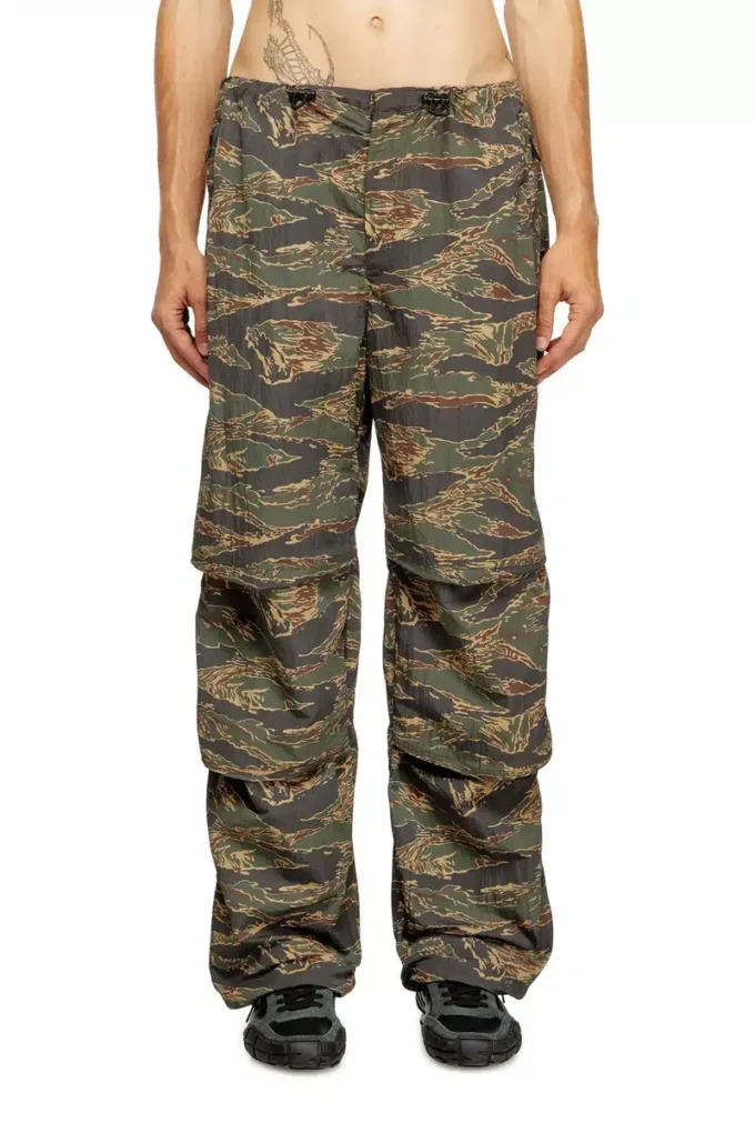p-anic Cargo pants in camo-print nylon p-anic Cargo pants in camo-print nylon