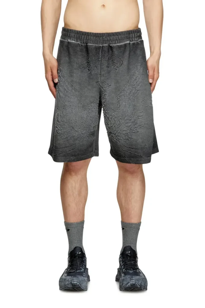 p-crowde Sweat shorts with phoenix devoré p-crowde Sweat shorts with phoenix devoré