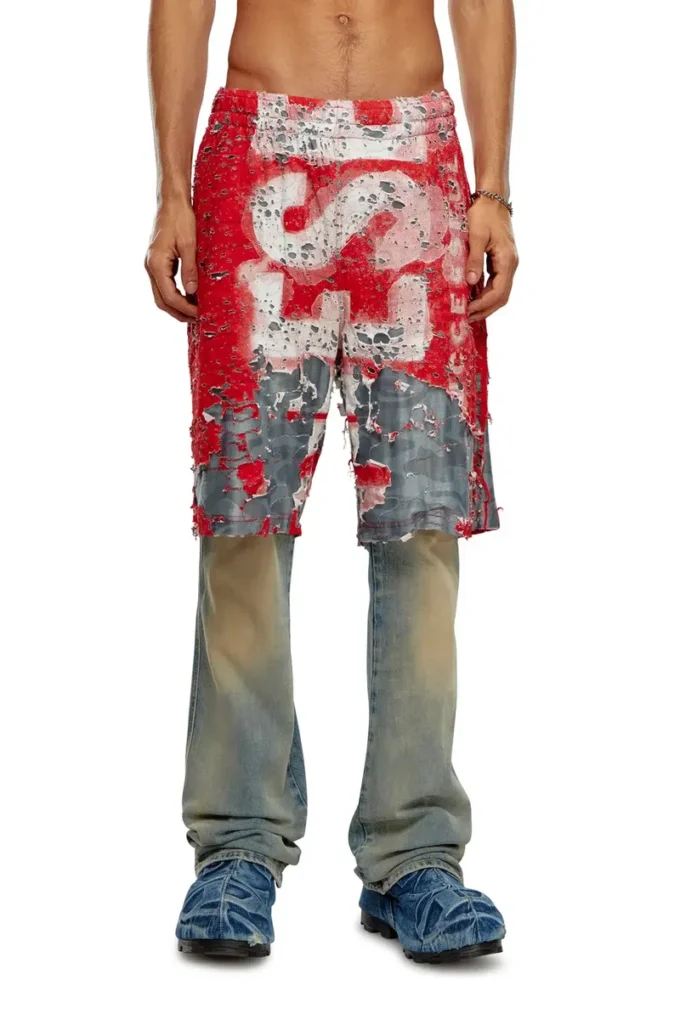 p-eel Logo shorts in destroyed jersey p-eel Logo shorts in destroyed jersey