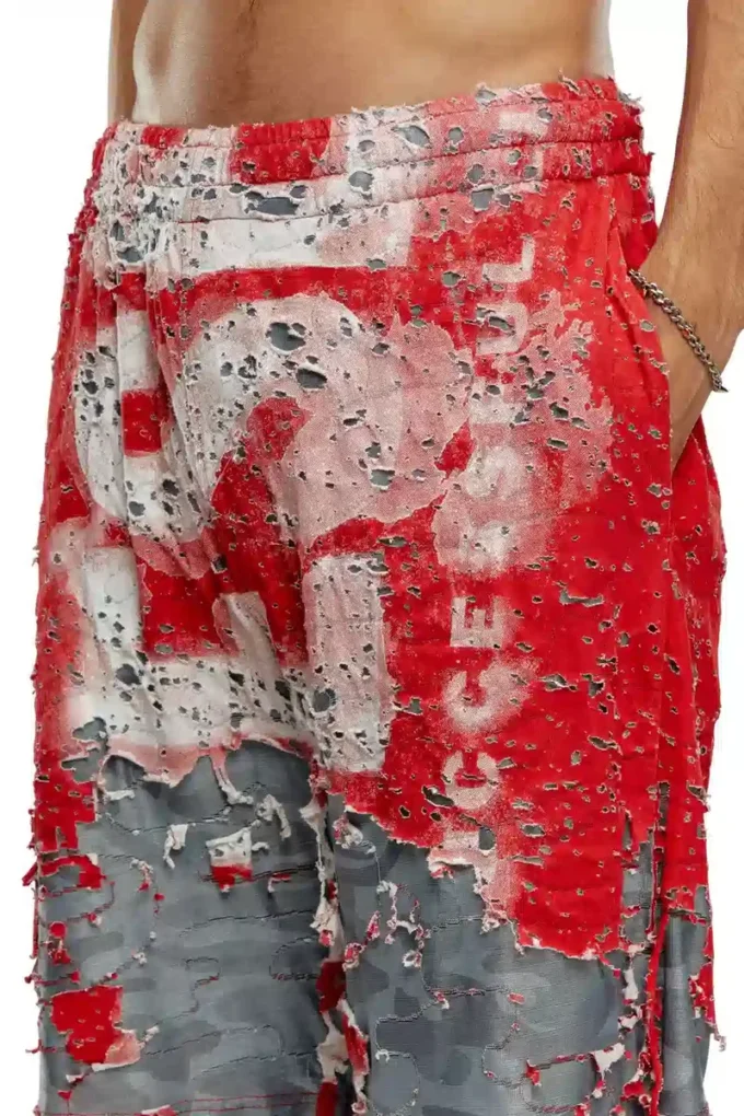 p-eel Logo shorts in destroyed jersey p-eel Logo shorts in destroyed jersey
